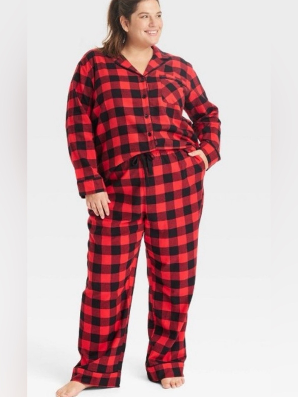 Red and Black Buffalo Plaid women’s Pajama Set. Size:1X
